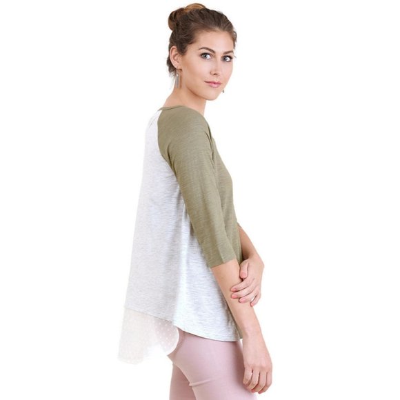 Umgee Boat Neck Raglan Sleeve Top, Sage - Picture 3 of 3